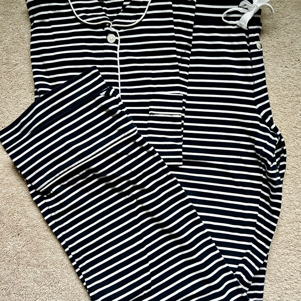 Navy blue and White Striped J Crew Pajama Set